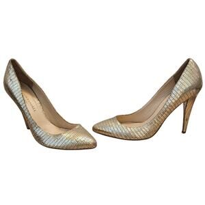 Loeffler Randall Metallic Gold Leather Pointed Toe Heel Pump sz 10 Glam Gala